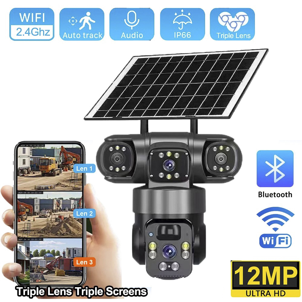 Photography Grid - 4G Solar Camera Three Lens Three