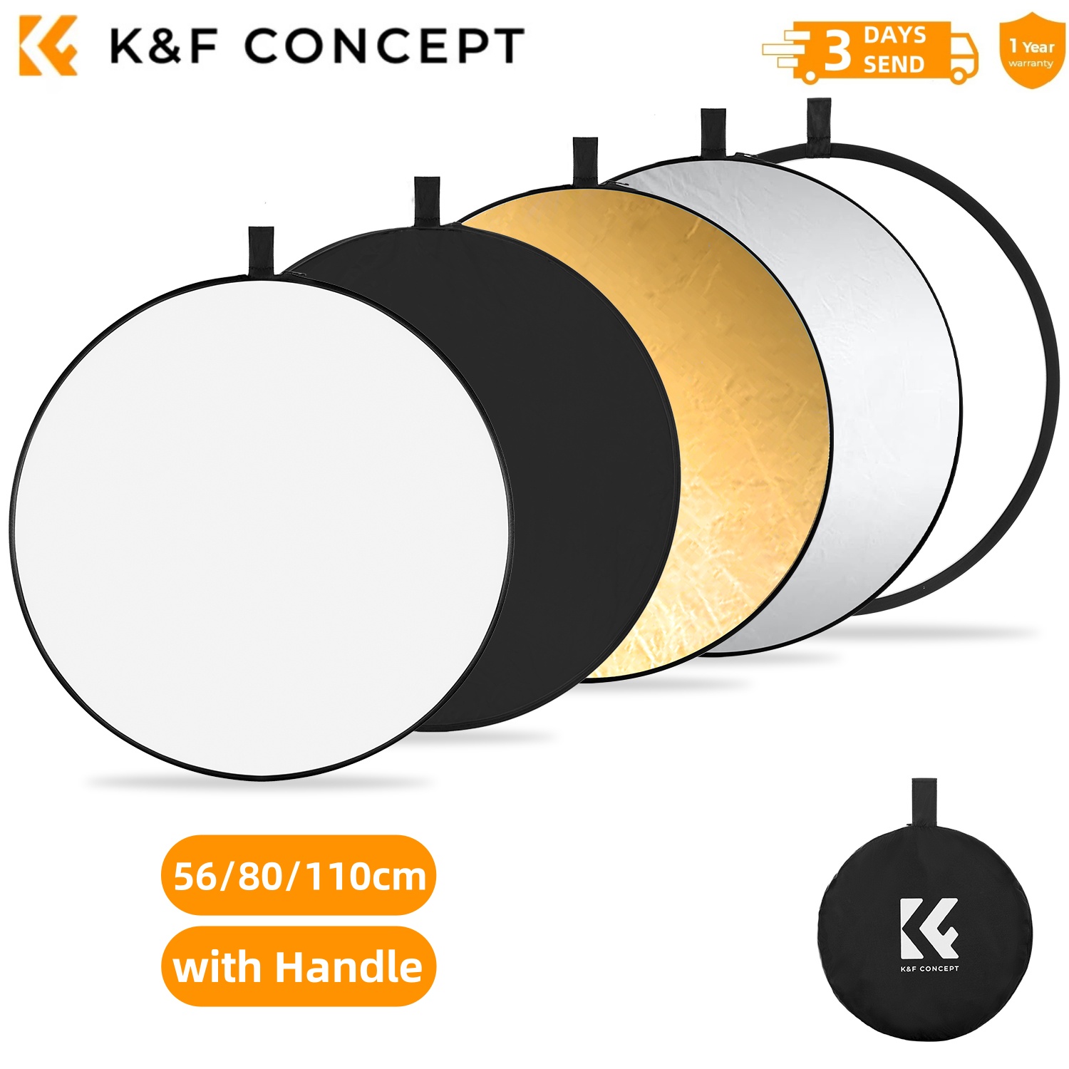 K&F CONCEPT 56/80/110cm 5-in-1 - đánh giá và giá Reflector 5 In 1