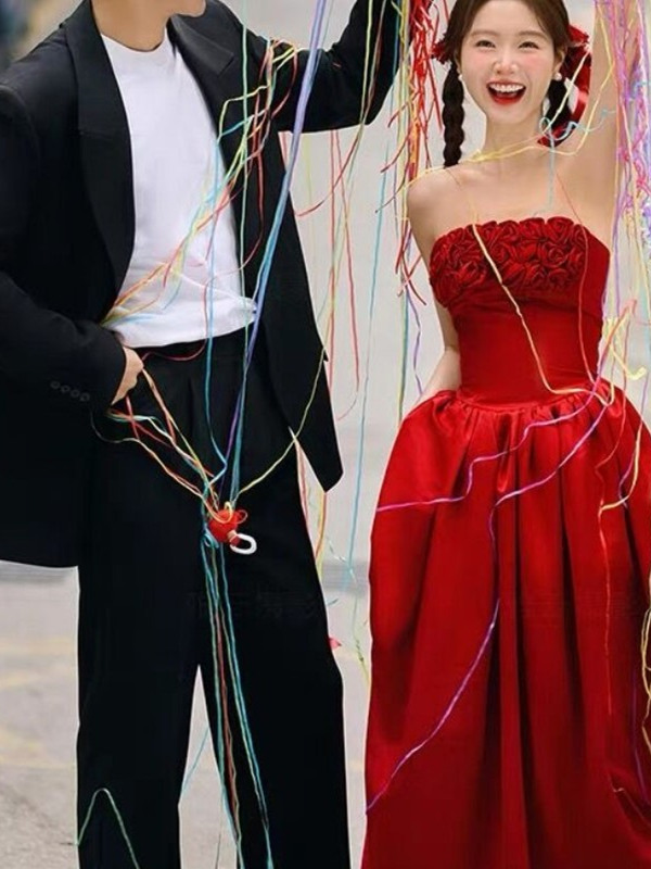 2025 New Red Bridesmaid Street - đánh giá và giá Photography Outfit
